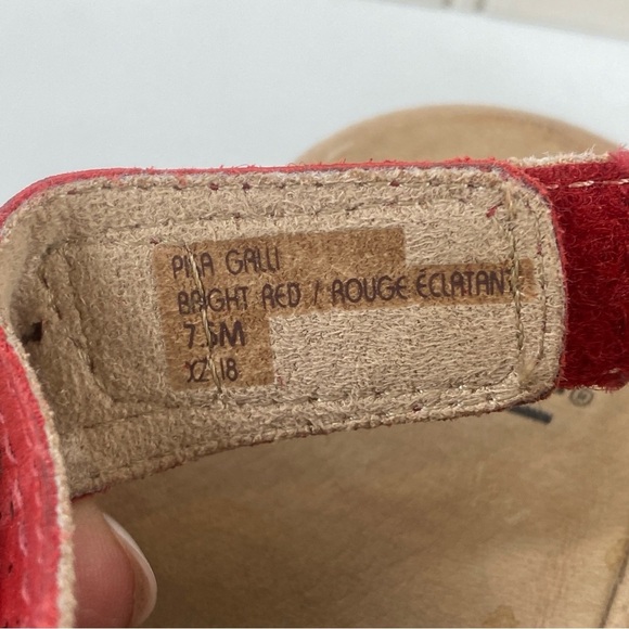 Earth Bright Women’s Red Perforated Leather Pisa Galli Wedge‎ Sandals Sz 7.5M - Picture 10 of 15